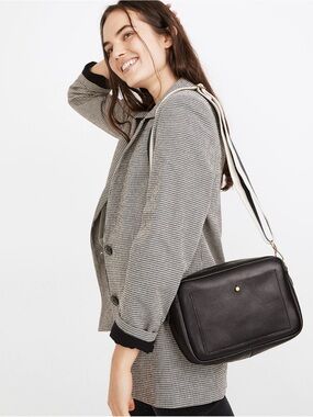 Madewell Leather The Large Transport Camera Bag with 2 straps